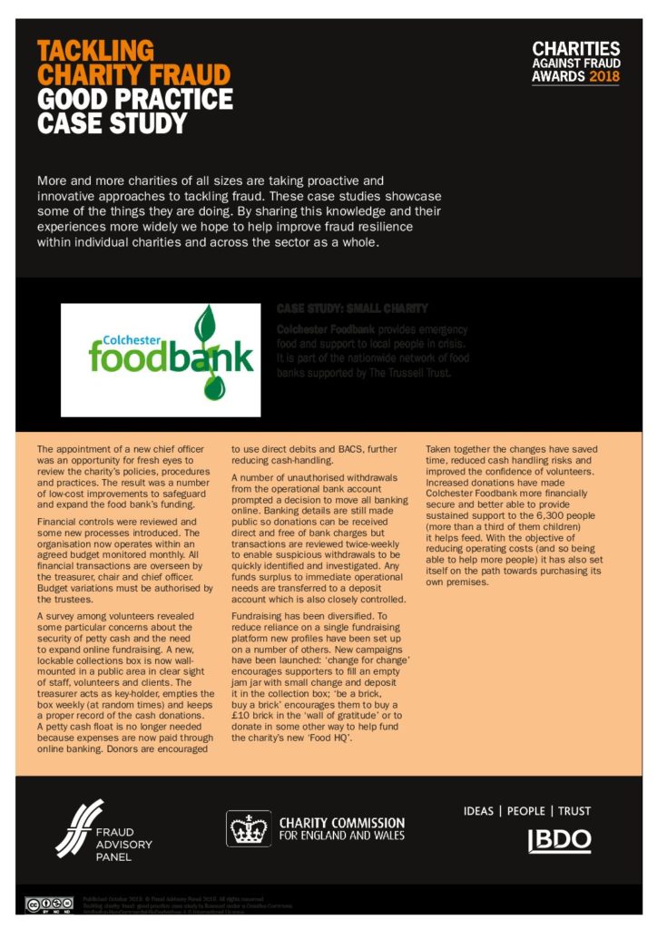 Improving financial controls (Colchester Food Bank) document cover