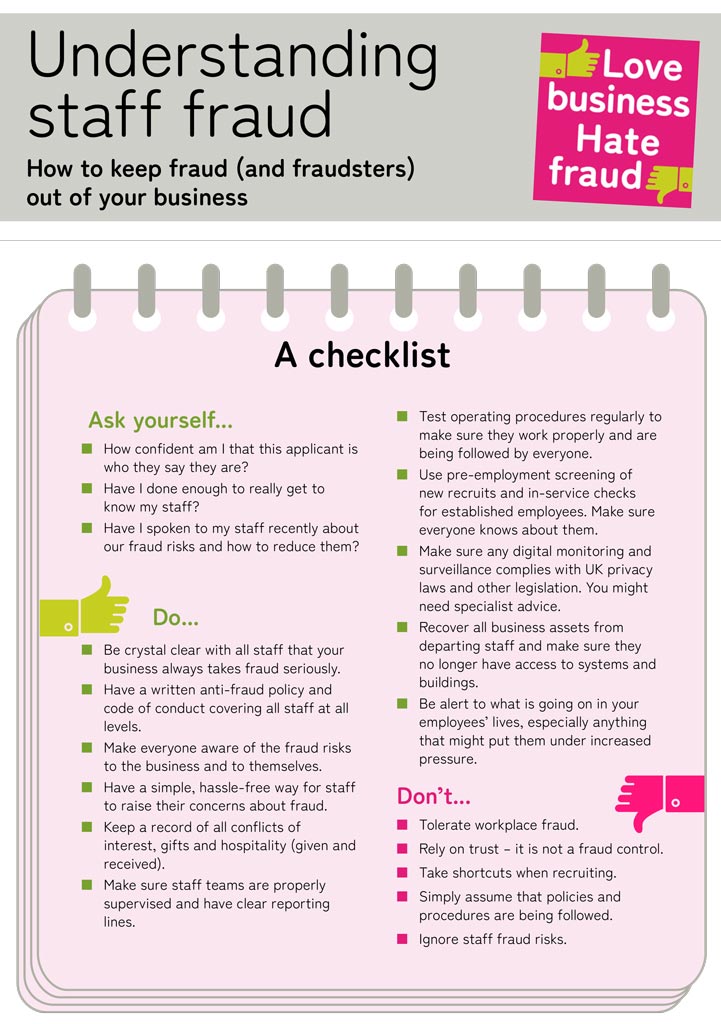 Understanding Staff Fraud Checklist